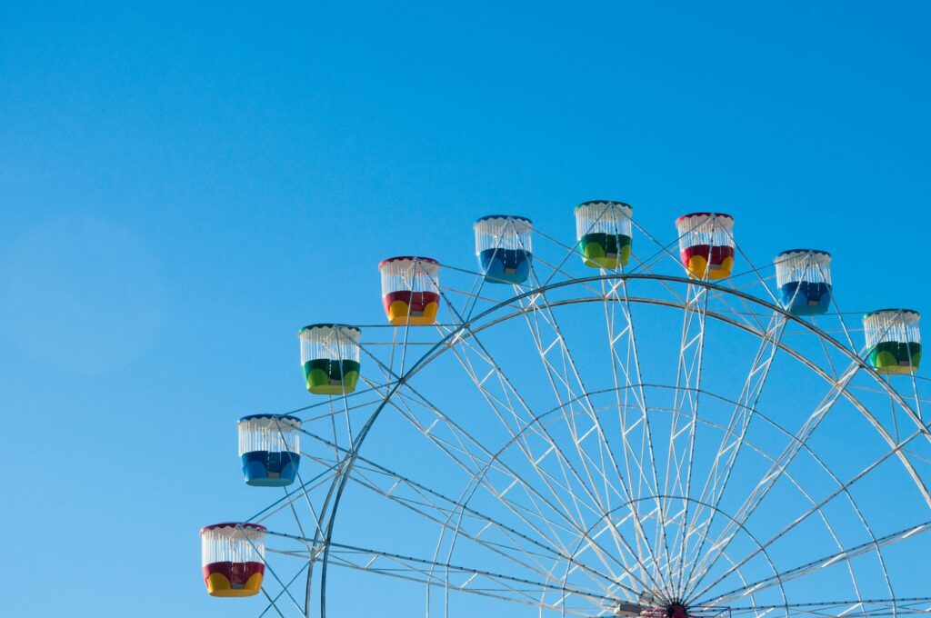 Ferris Wheel in the blue sky background